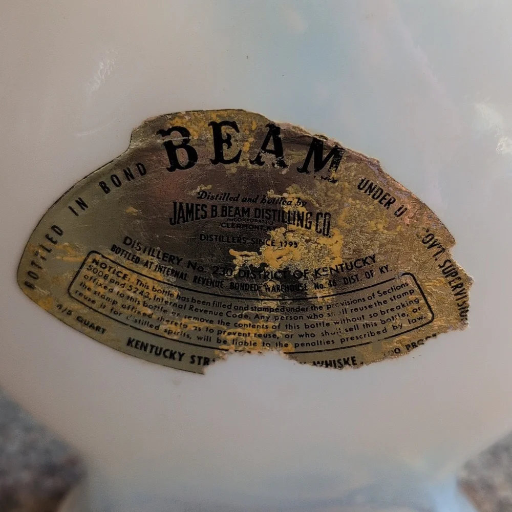 Vintage Jim Beam Decanter 1957 Opal Glass Mid century modern barware